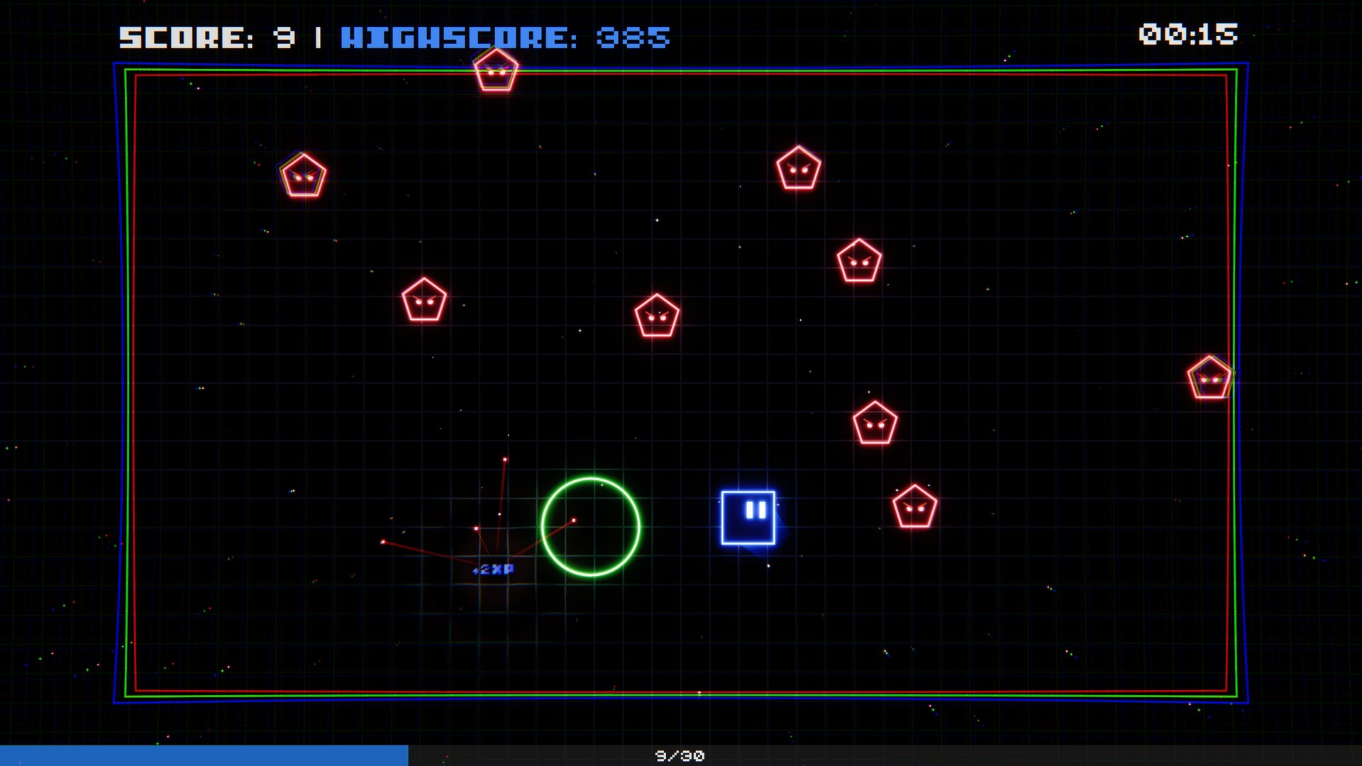 Gameplay du jeu avec un power-up actif