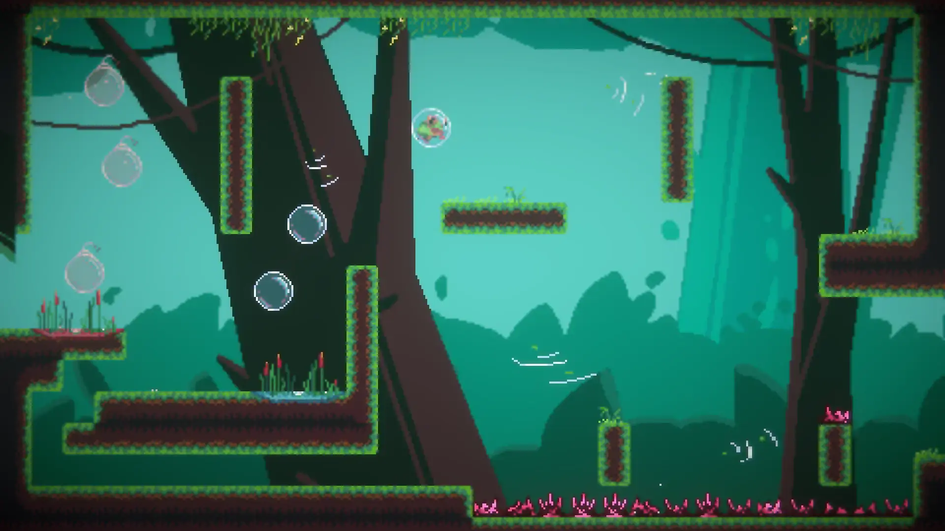 Gameplauy du jeu avec la grenouille dans une bulle